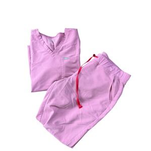 FIGS Technical Collection Pink Scrub Top & Jogger Pants Set Women's XL Read